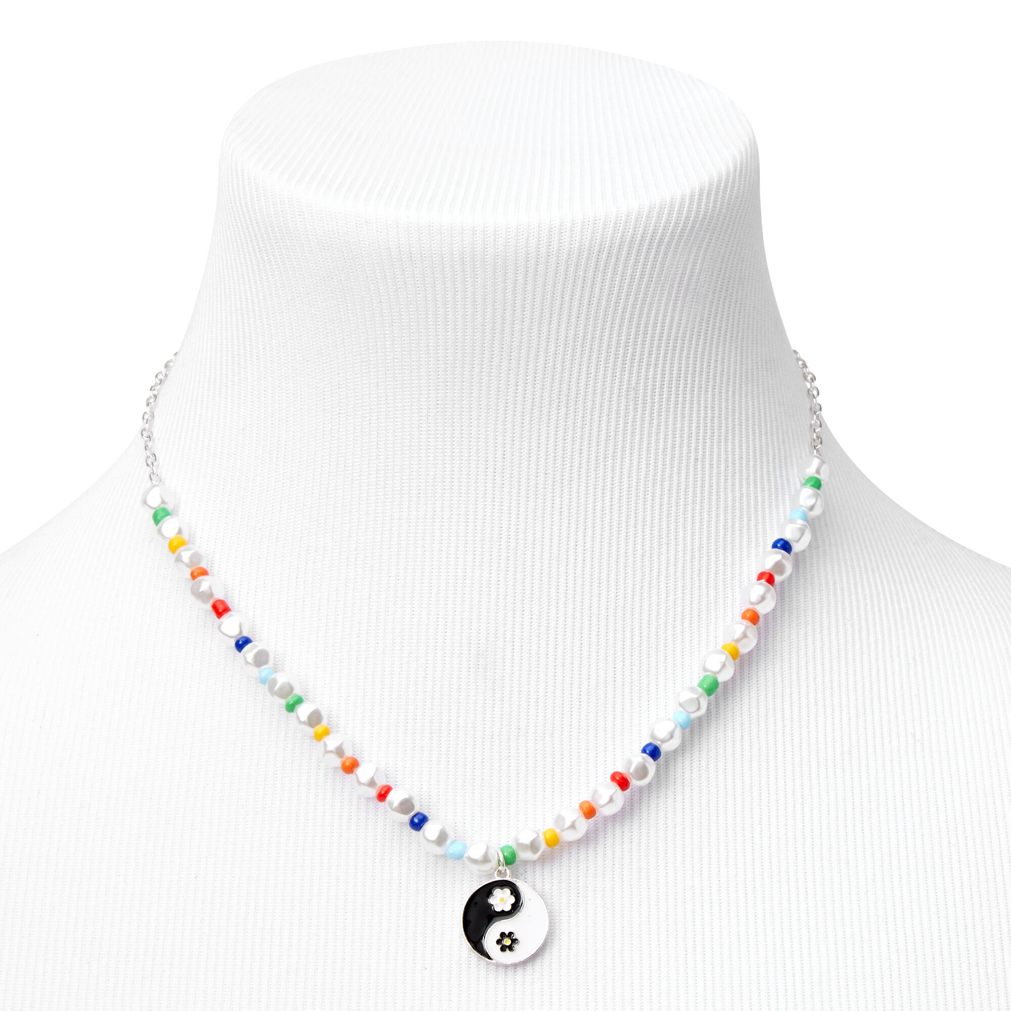 Beaded Yin Yang Pendant Necklace,