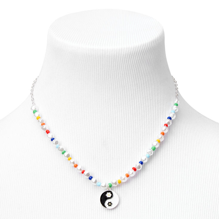 Beaded Yin Yang Pendant Necklace,