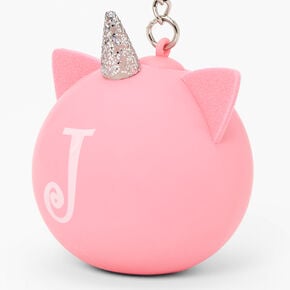 Initial Unicorn Stress Ball Keyring - Pink, J,