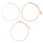 Mixed Metal Chain Anklets - 3 Pack,
