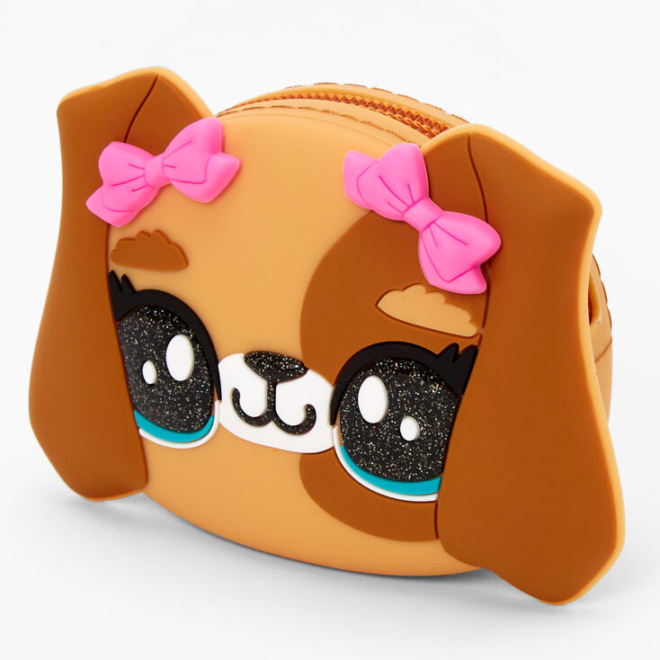 Glitter Puppy Jelly Coin Purse - Brown | Claire's