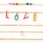 Gold Rainbow Love Chain Bracelets - 5 Pack,