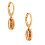 Gold 10MM Cowrie Shell Huggie Hoop Earrings,