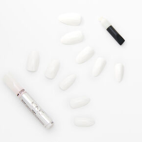 Glossy Stiletto Vegan Faux Nail Set - White, 24 Pack,