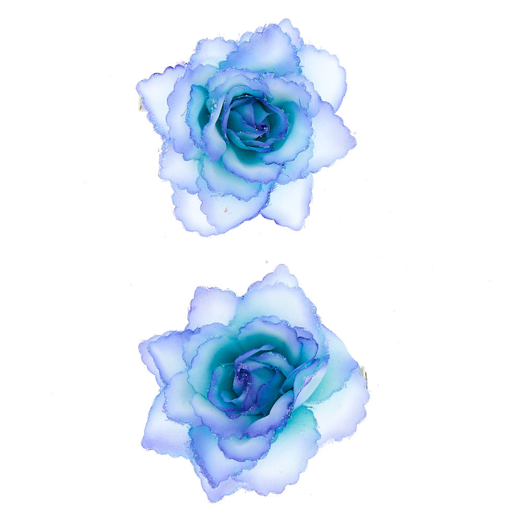 Glitter Flower Hair Clips - 2 Pack, Blue | Claire's