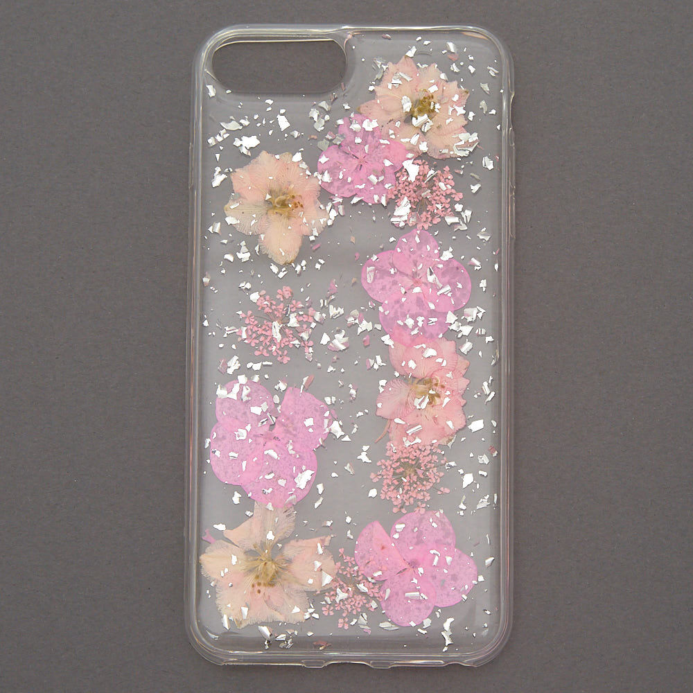 Pink Pressed Flower Phone Case - Fits iPhone 6/7/8 Plus,