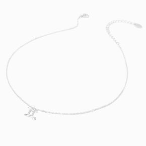 Silver Crystal Zodiac Symbol Pendant Necklace - Gemini,