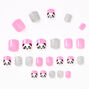 Faux ongles autocollants carr&eacute;s panda - Rose, lot de 24,