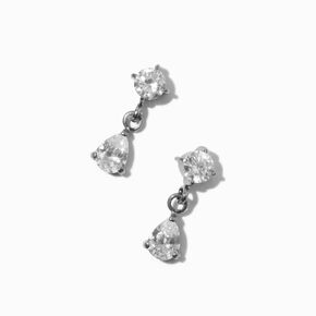 C LUXE by Claire&#39;s Silver-tone Titanium Cubic Zirconia Flat Back Drop Earrings,
