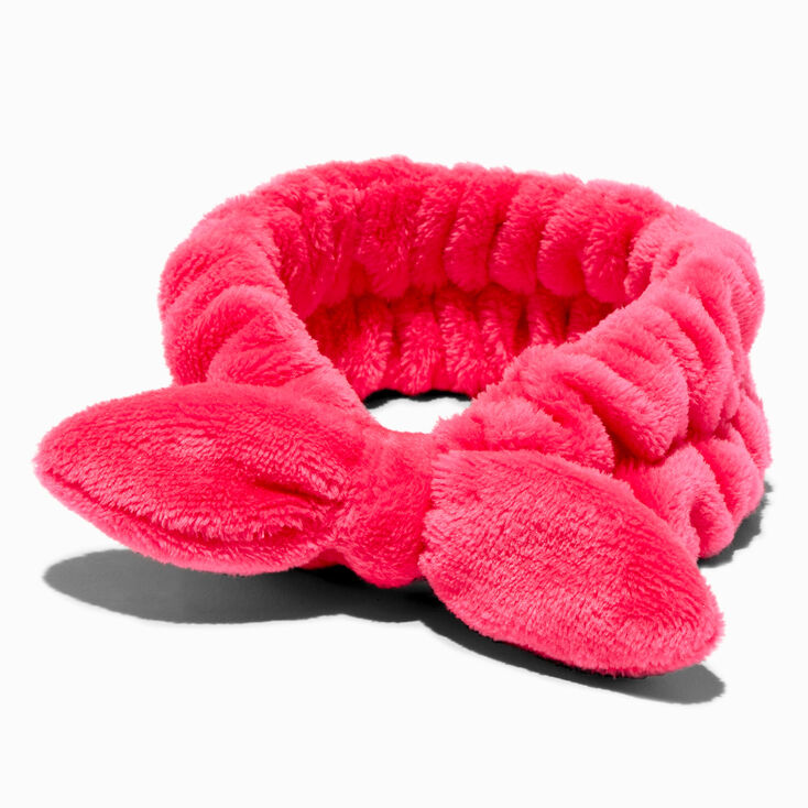 Fuchsia Furry Makeup Bow Headwrap,