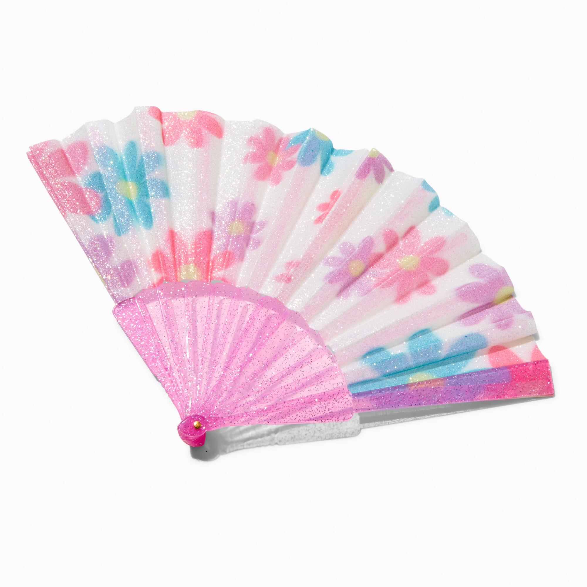 View Claires Club Glitter Daisy Folding Fan Pink information