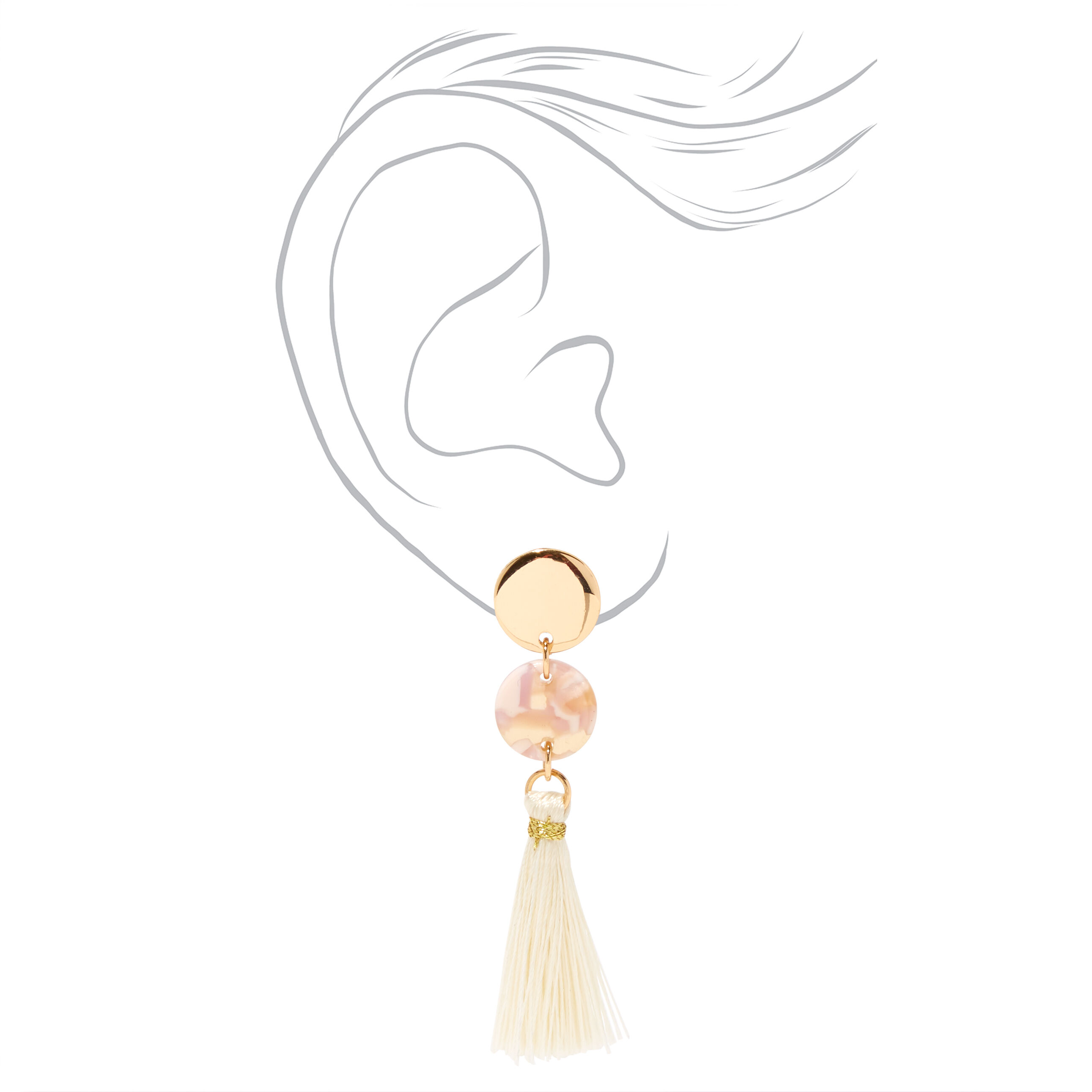 Cream 2" Tassel Drop Earrings,