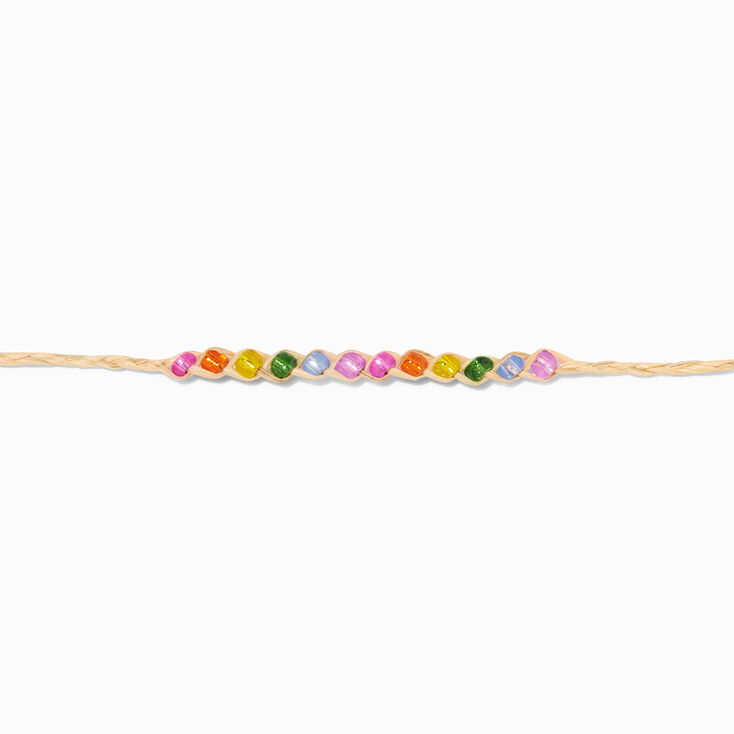 Rainbow Bead Adjustable Cord Wish Bracelet,