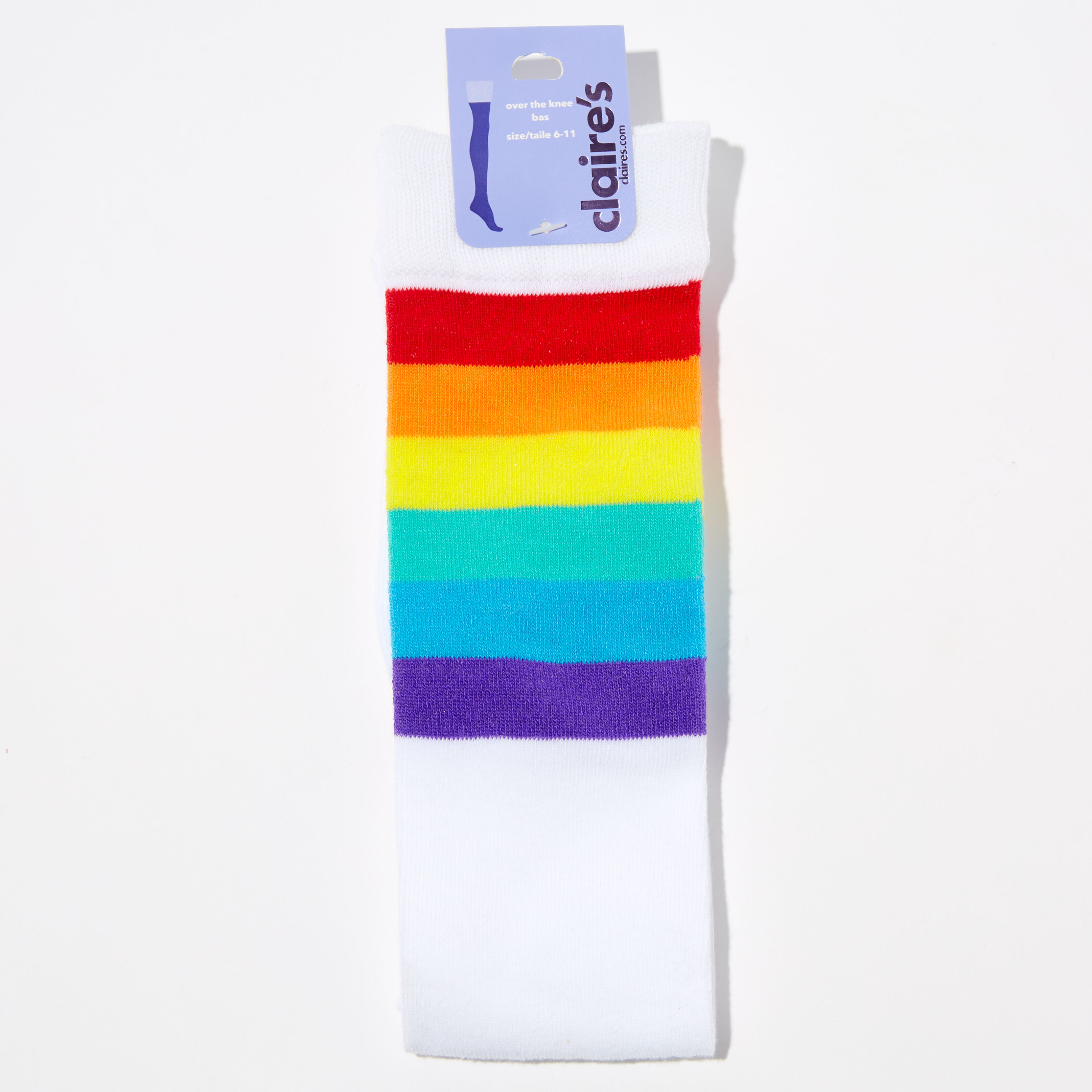 Rainbow Striped Over the Knee Socks 