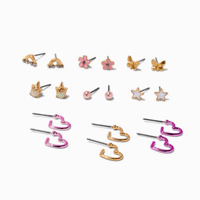 Unicorn &amp; Heart Earrings Set - 9 Pack,