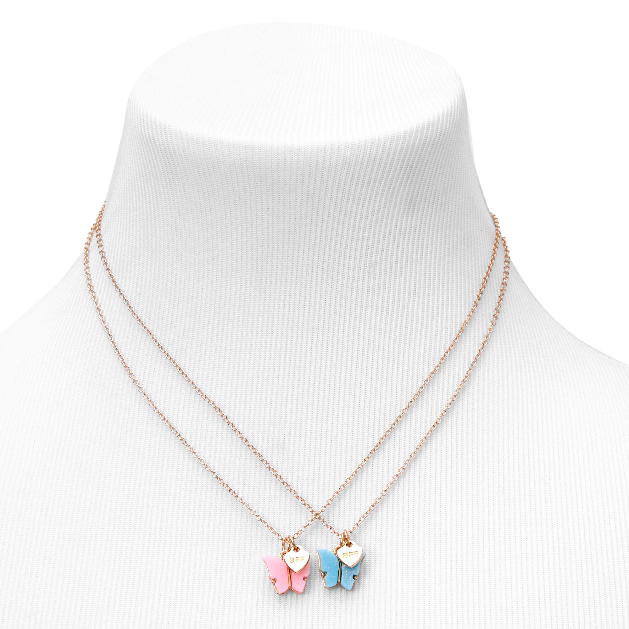 Gold Best Friends Butterfly Pendant Necklaces - 2 Pack,