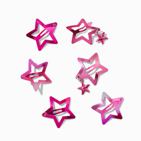 Pink Star Snap Hair Clips - 6 Pack,