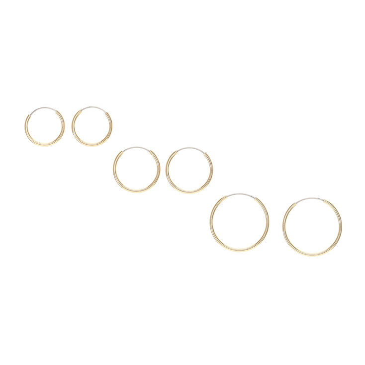 Gold Graduated Hoop Earrings - 3 Pack,