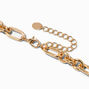 Gold Pav&eacute; Pearl Carabiner Figaro Chain Necklace,