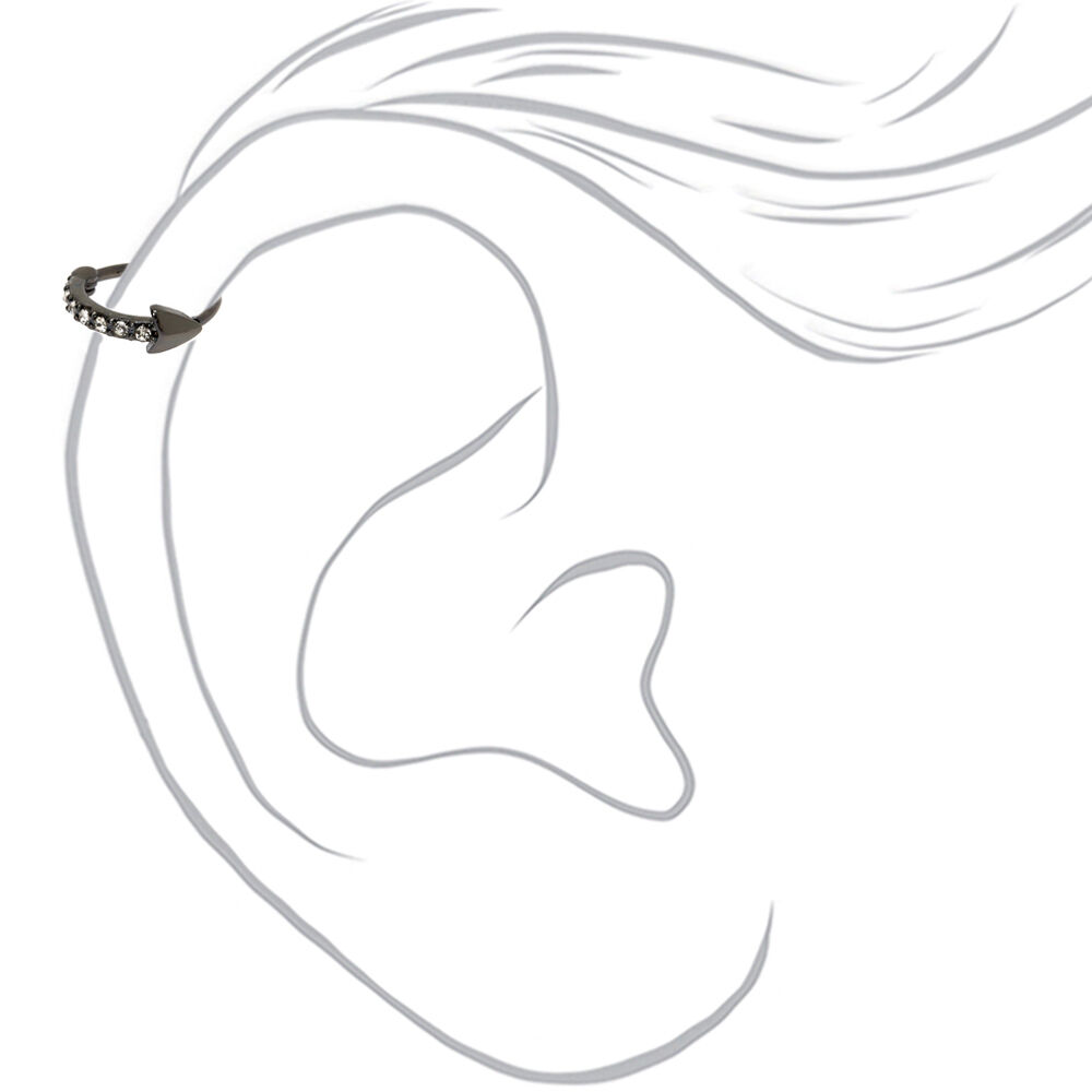 Hematite 20G Crystal Arrow Cartilage Hoop Earring,