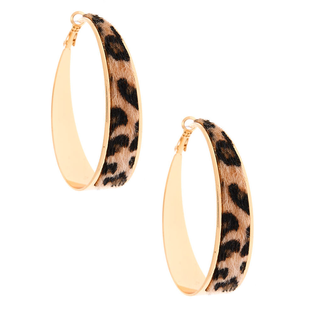 Leopard store print hoops