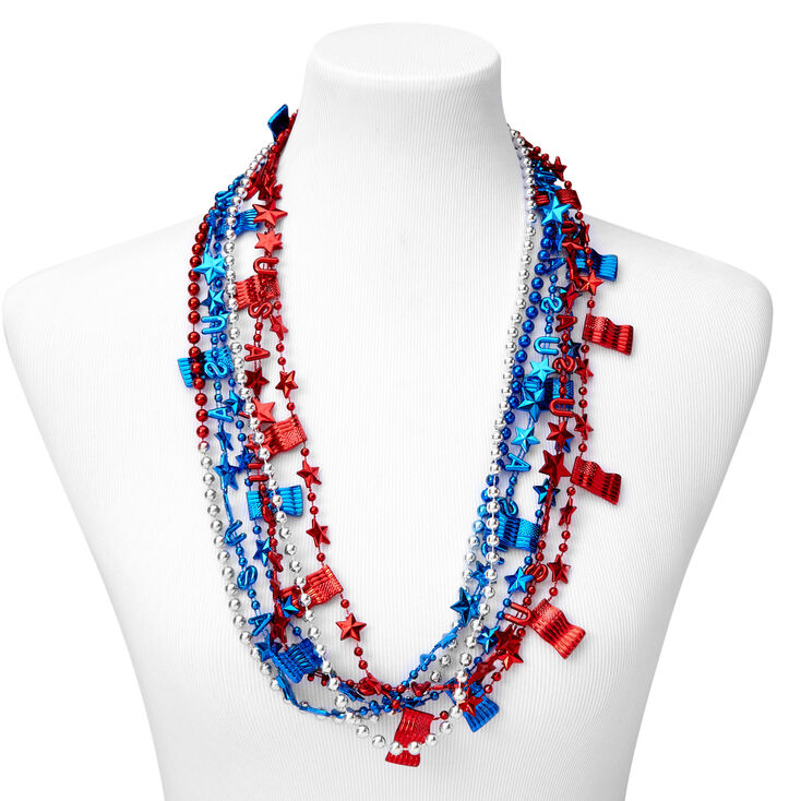Patriotic USA Beaded Necklaces - 6 Pack,