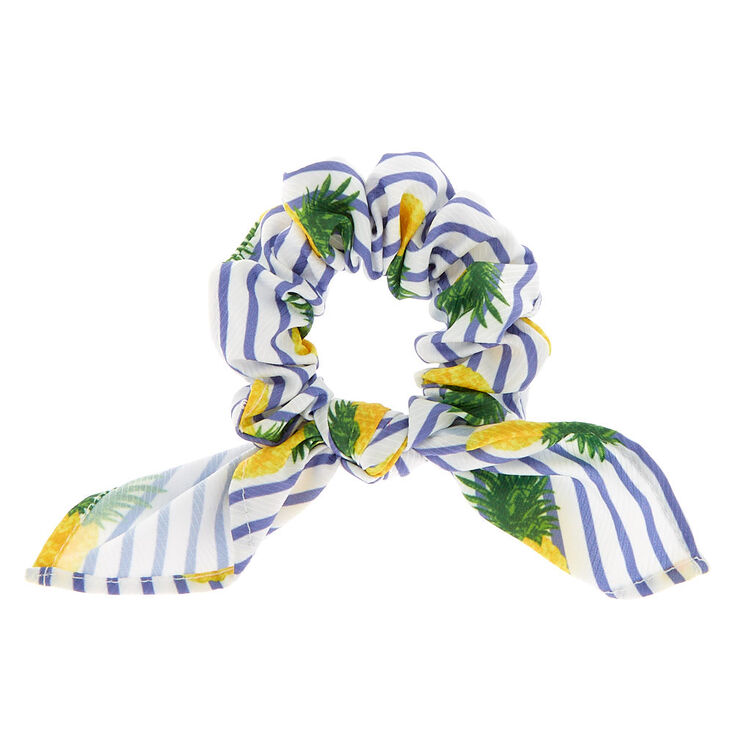 Small Pineapple Striped Knotted Bow Hair Scrunchie,