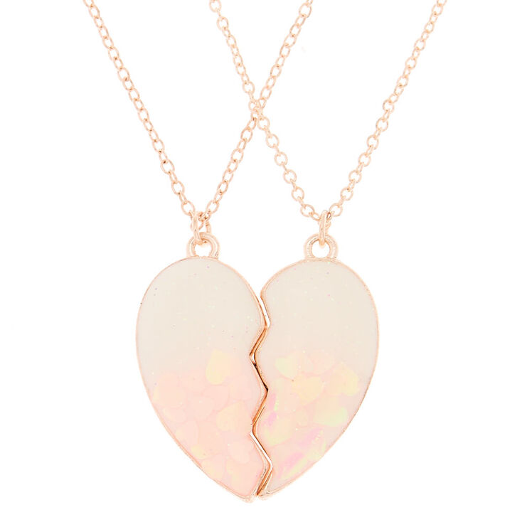 Best Friends Heart Confetti Pendant Necklaces - Pink, 2 Pack | Claire's