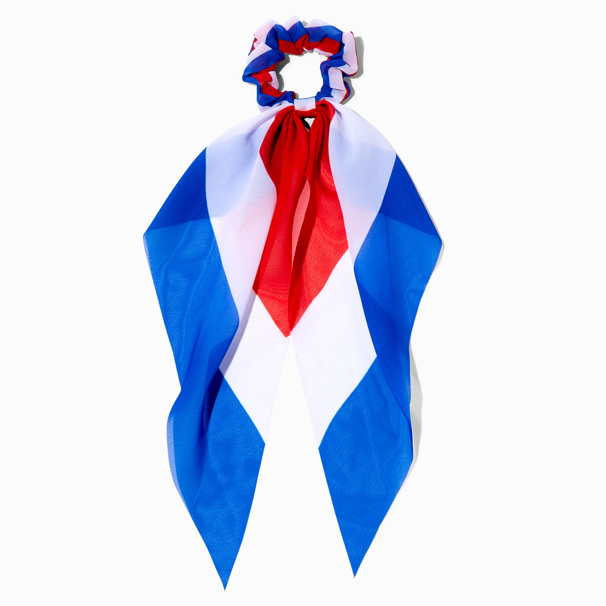 View Claires Red White Scrunchie Scarf Blue information