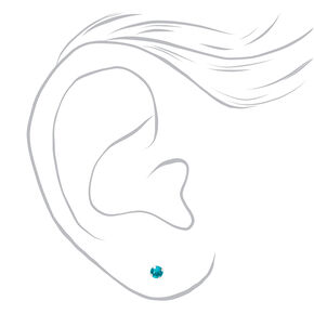 14kt White Gold 3mm December Crystal Blue Zircon Studs Ear Piercing Kit with Ear Care Solution,