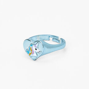 Blue Unicorn Heart Ring,