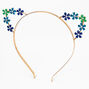 Gold Blue and Green Flower Cat Ears Headband,