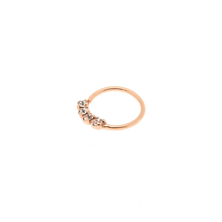 Rose Gold Sterling Silver 22G Glass Stone Nose Ring | Claire's US