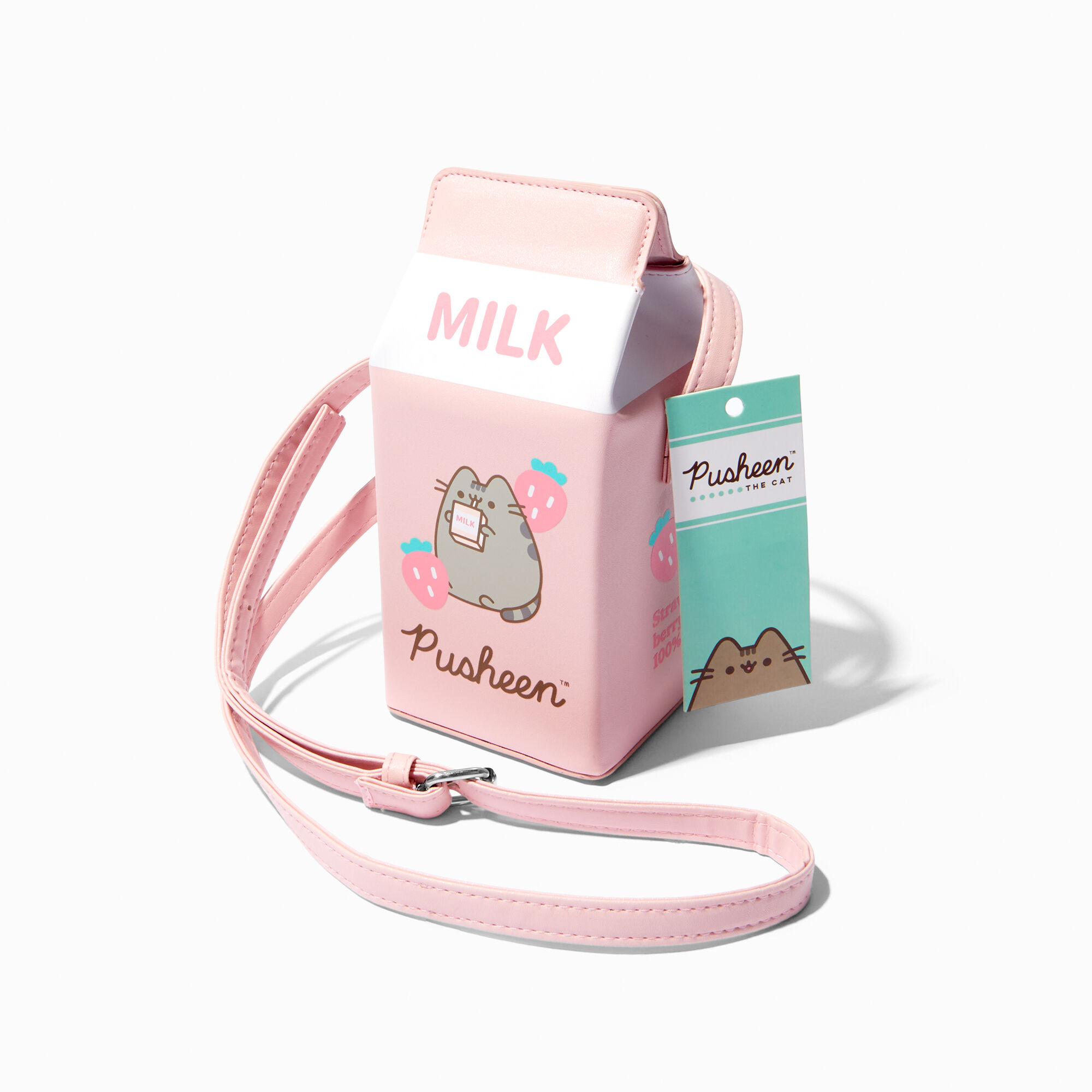 View Claires Pusheen Strawberry Milk Carton Bag Pink information