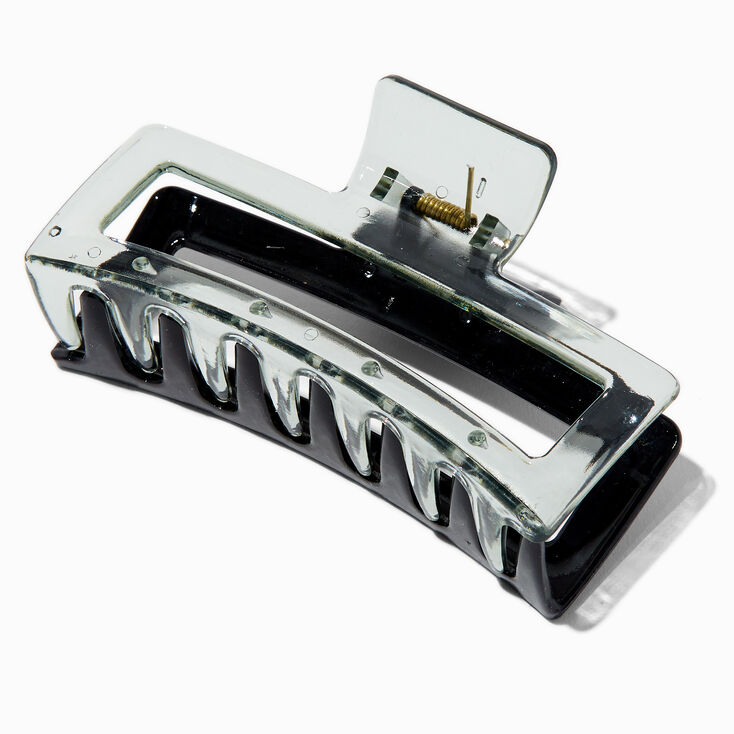 Large Two-Tone Black Rectangular Hair Claw,