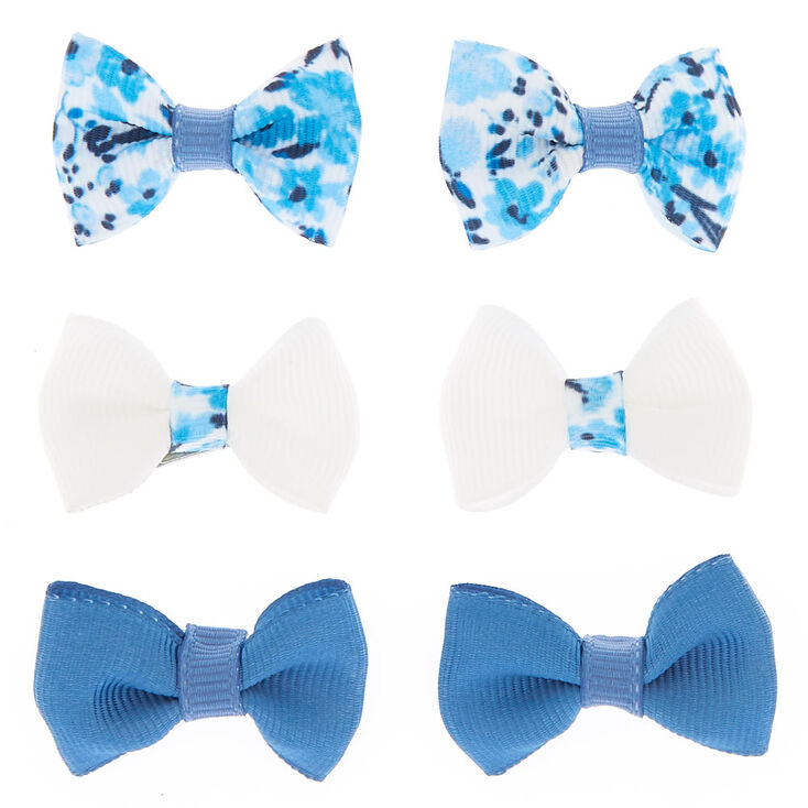 Claire&#39;s Club Bow Hair Clips - Blue, 6 Pack,