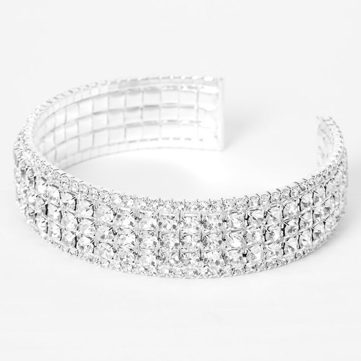 Silver Rhinestone Glam Cuff Bracelet