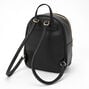 Black Faux Leather Pearl Studded Small Backpack,