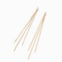 Gold Cubic Zirconia Stud 4&quot; Chain Linear Drop Earrings,