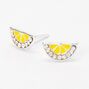 Clous d&rsquo;oreilles quartier de citron en argent,