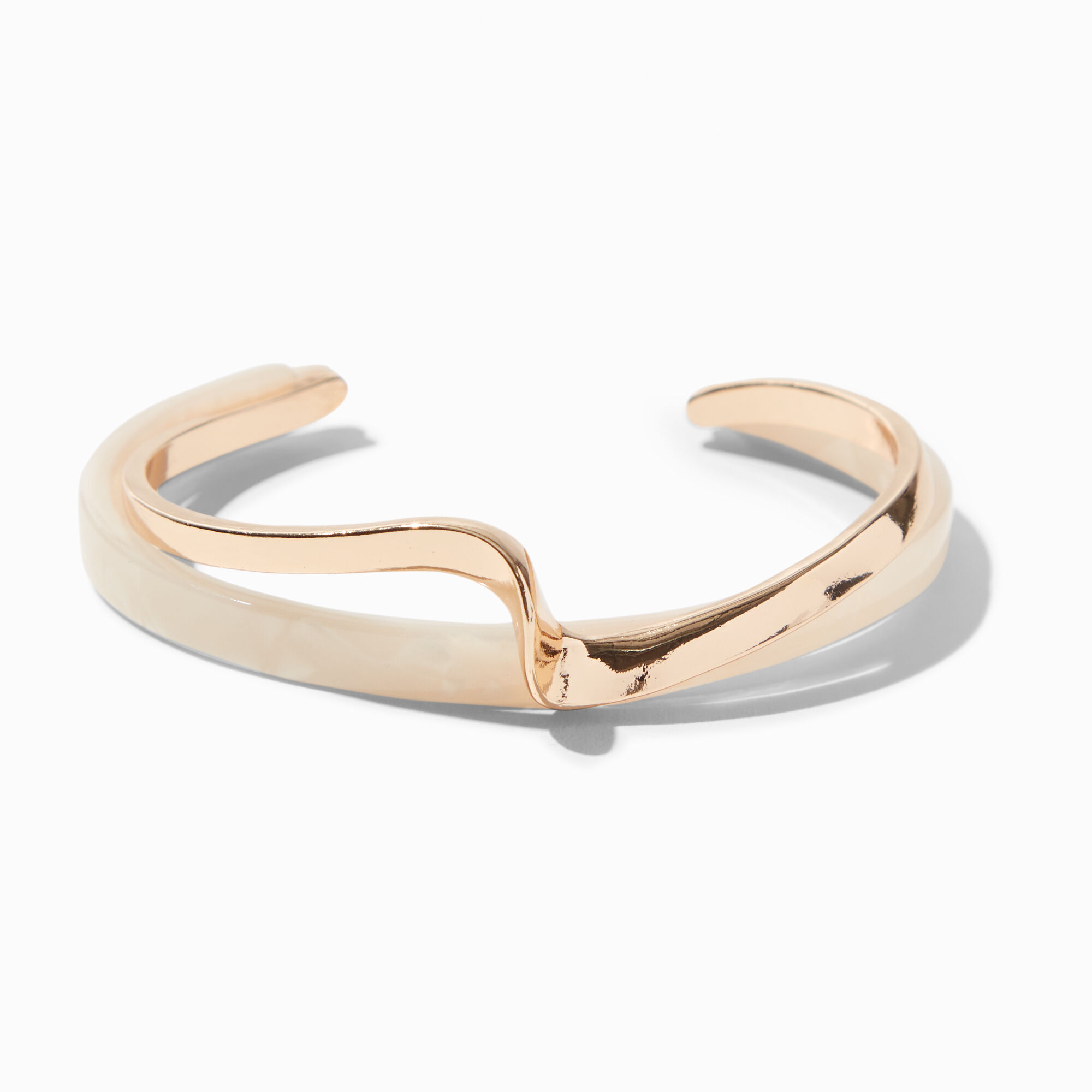 View Claires GoldTone Squiggle Resin Cuff Bracelet White information