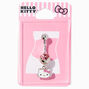 Hello Kitty&reg; Silver-tone Stainless Steel Pink Crystal Charm 14G Belly Bar,