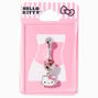 Hello Kitty&reg; Silver-tone 14G Pink Stone Charm Belly Ring,