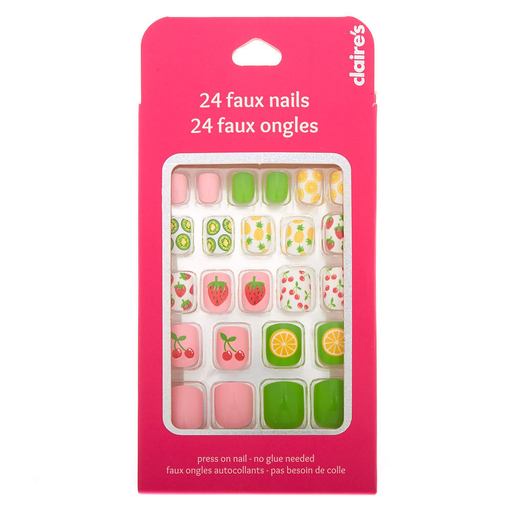 Summer Fruit Square Press On Faux Nail Set -  24 Pack,