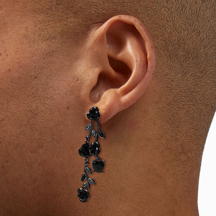 Black Rose Vines 2&quot; Drop Earrings ,
