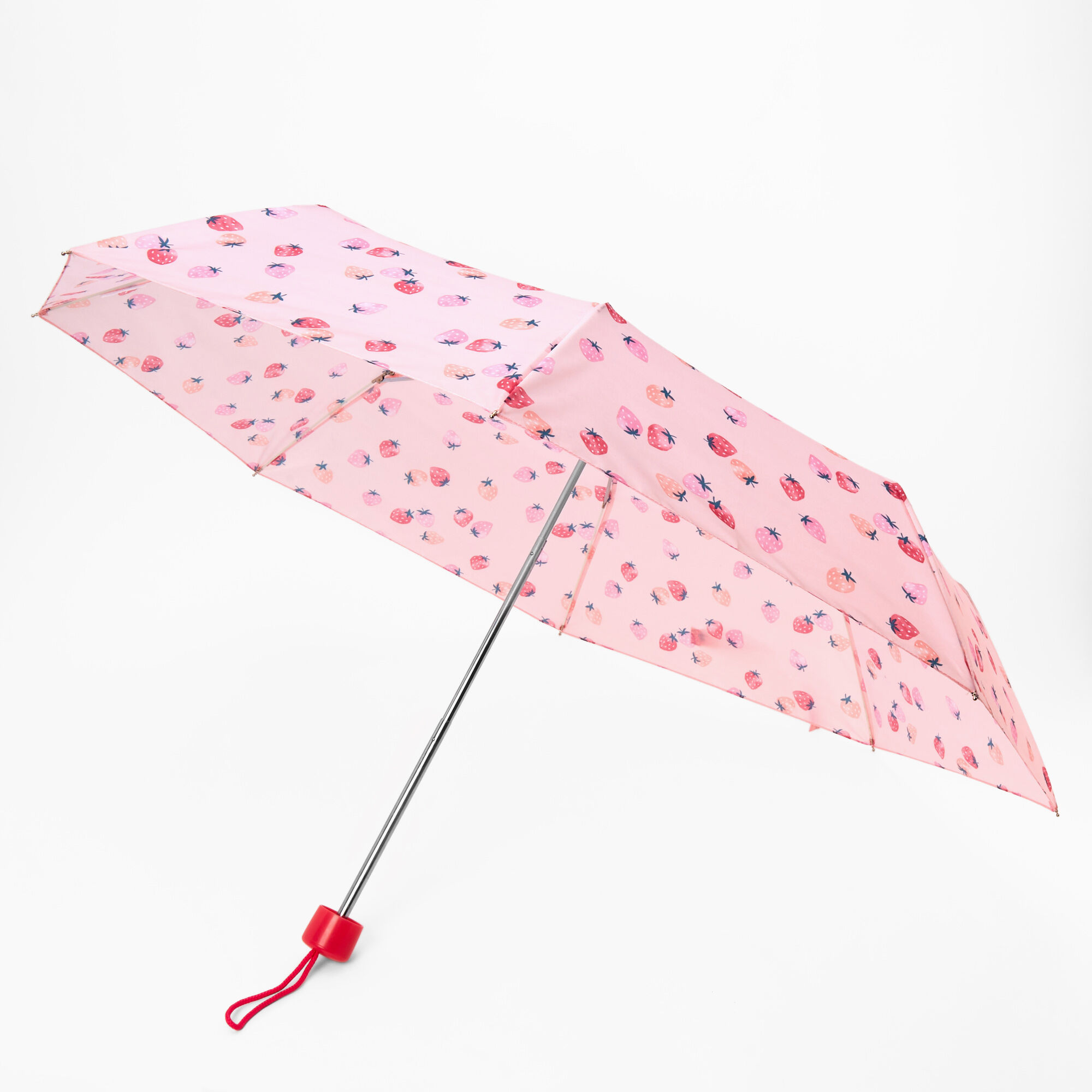 View Claires Strawberry Print Umbrella Pink information