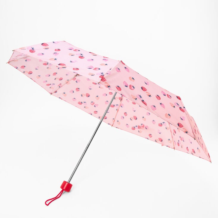 Pink Strawberry Print Umbrella,