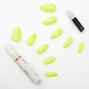Faux ongles stiletto fluo brillants - Citron, lot de 24,