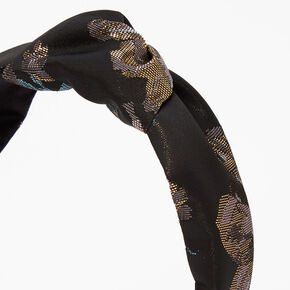 Baroque Floral Knotted Headband - Black,