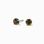Rainbow AB Iridescent Cubic Zirconia 5mm Stud Earrings ,